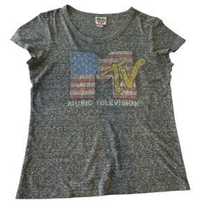 Junk Food MTV Graphic Tee Vintage Style Gray T-Shirt Size M???